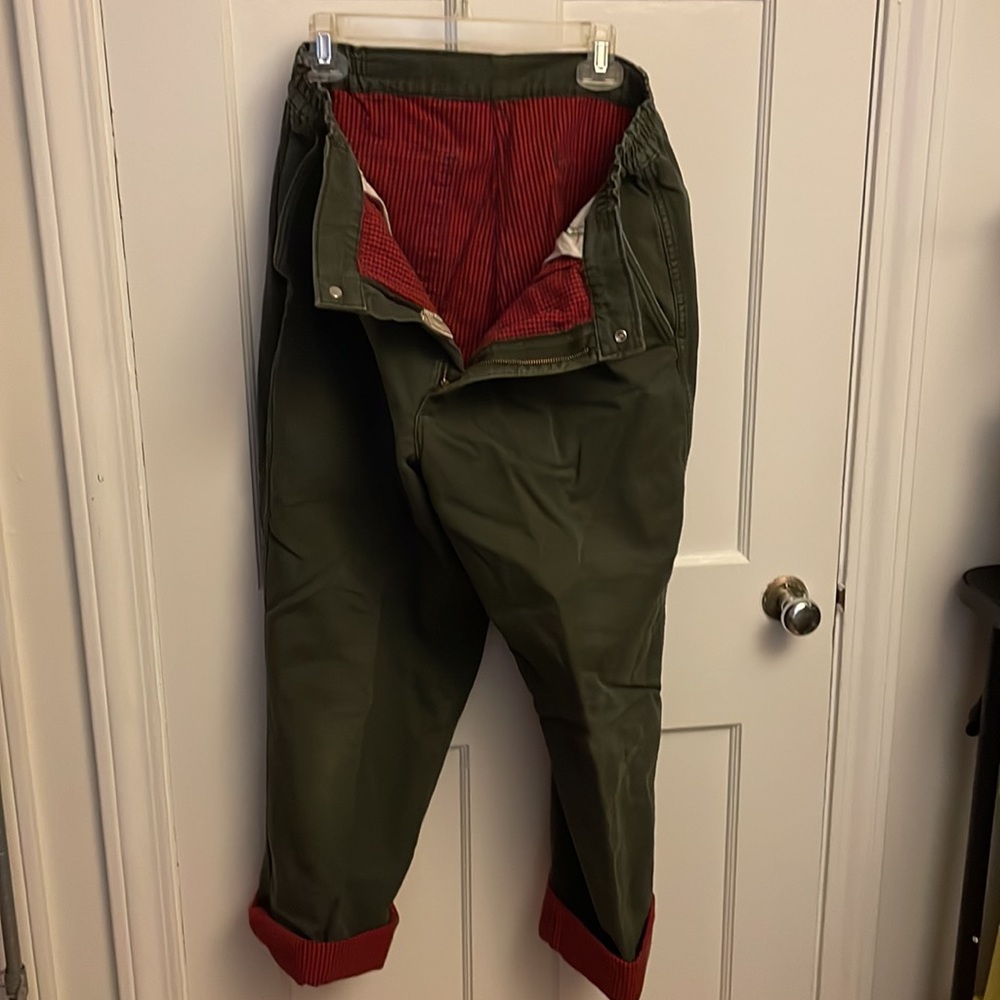 LL Bean Men’s red flannel lined cargo pants SOFT & Sturdy Lumberjack Cool L
